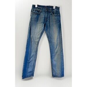 Jacob Davis medium-wash denim jeans featuring a distinct copper-toned 30x34